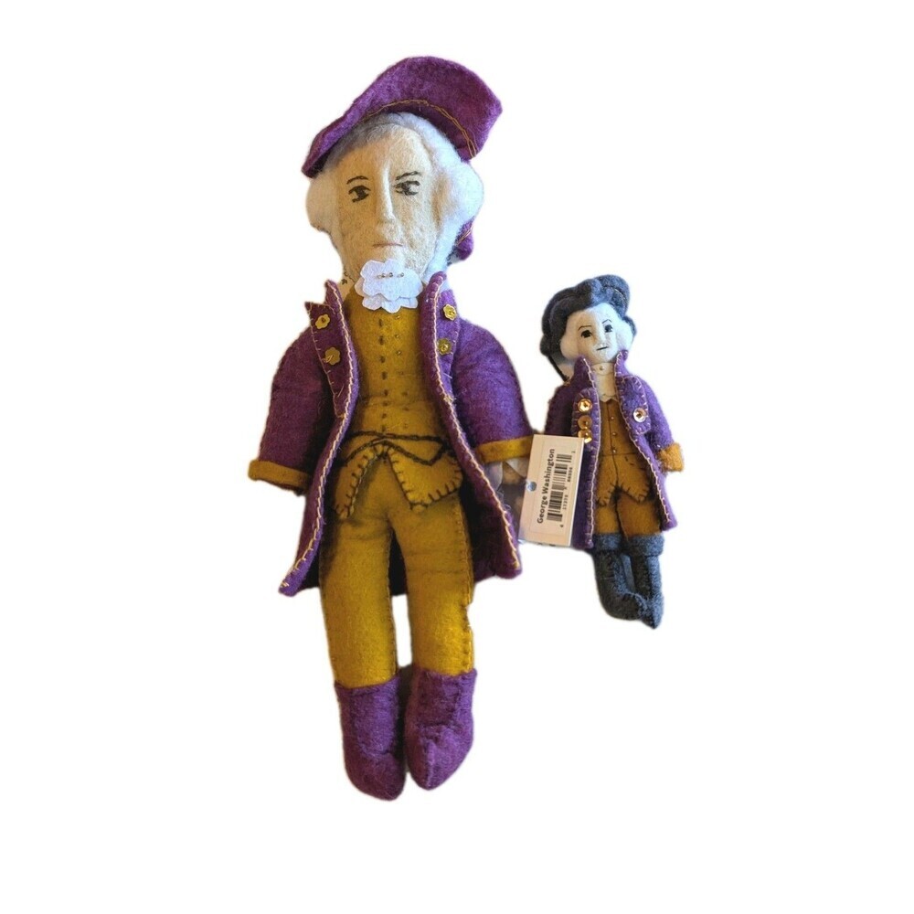 Silk Road Bazaar George Washington Wool Felt Doll Large & Small Set NWT